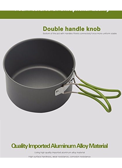 Linist Portable Outdoor Cooking Set Pot Bowl Teapot Coffee Kettle Set Cookware Tableware for Camping Picnic Hiking