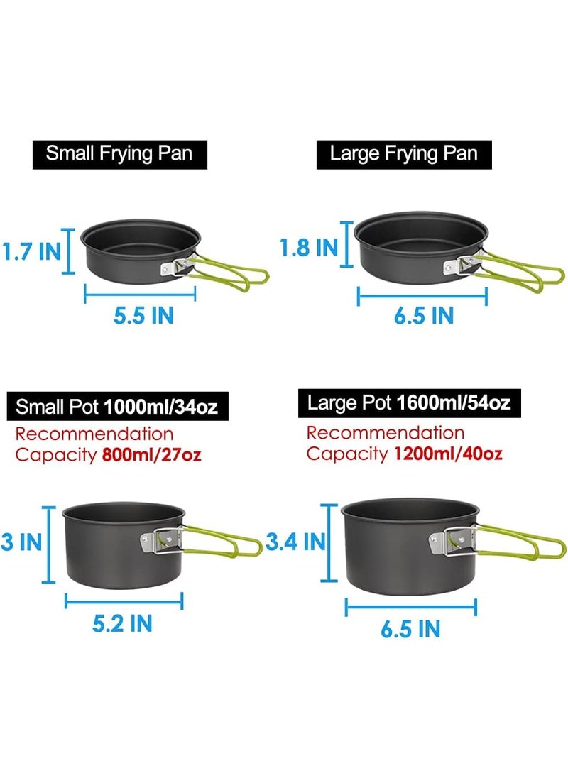 Linist Camping Cookware Set Camping Cooking Set Non Stick FamilyFriend Backpacking Cooking Set Lightweight Stackable Pot Pan Bowls with Storage Bag for Outdoor Cooking