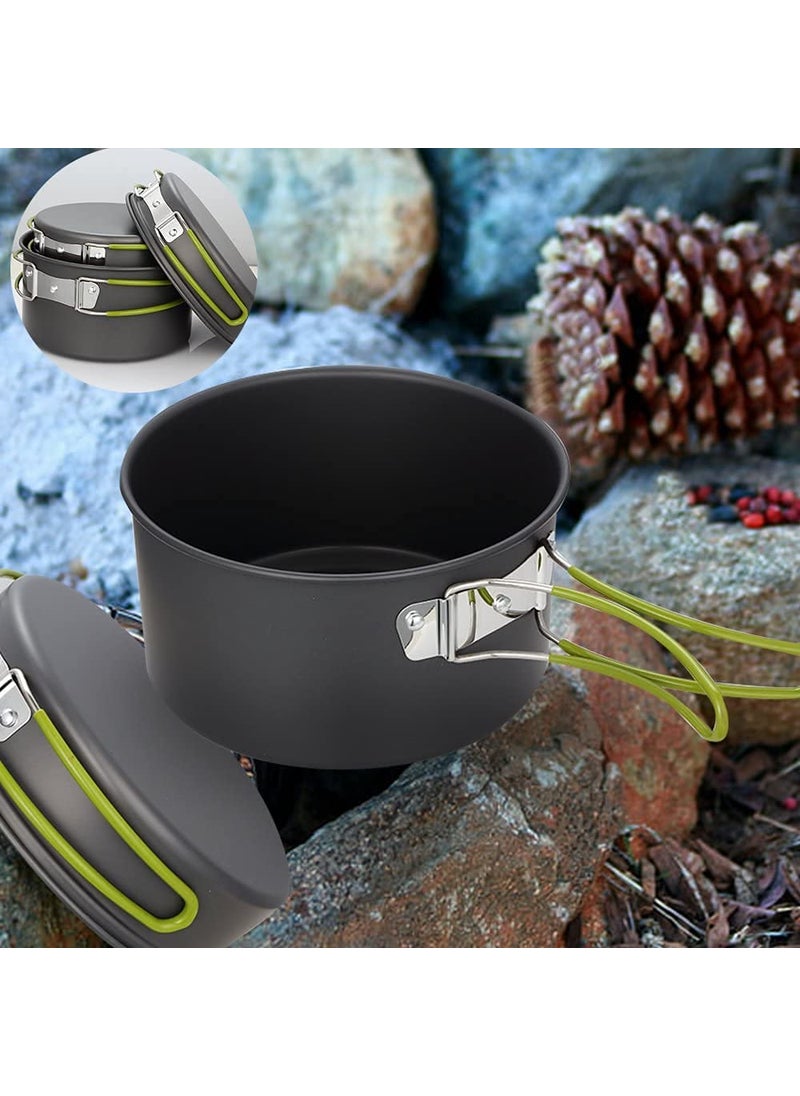 Linist Camping Cookware Set Camping Cooking Set Non Stick FamilyFriend Backpacking Cooking Set Lightweight Stackable Pot Pan Bowls with Storage Bag for Outdoor Cooking