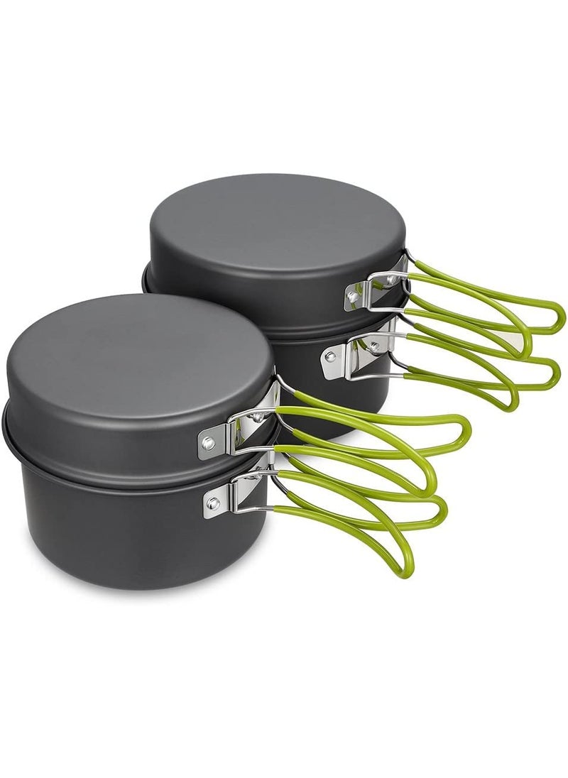 Linist Camping Cookware Set Camping Cooking Set Non Stick FamilyFriend Backpacking Cooking Set Lightweight Stackable Pot Pan Bowls with Storage Bag for Outdoor Cooking