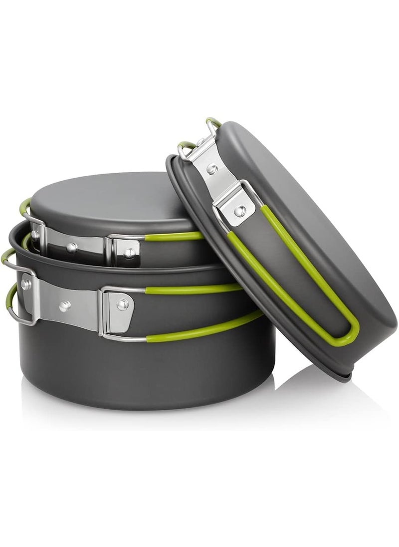 Linist Camping Cookware Set Camping Cooking Set Non Stick FamilyFriend Backpacking Cooking Set Lightweight Stackable Pot Pan Bowls with Storage Bag for Outdoor Cooking