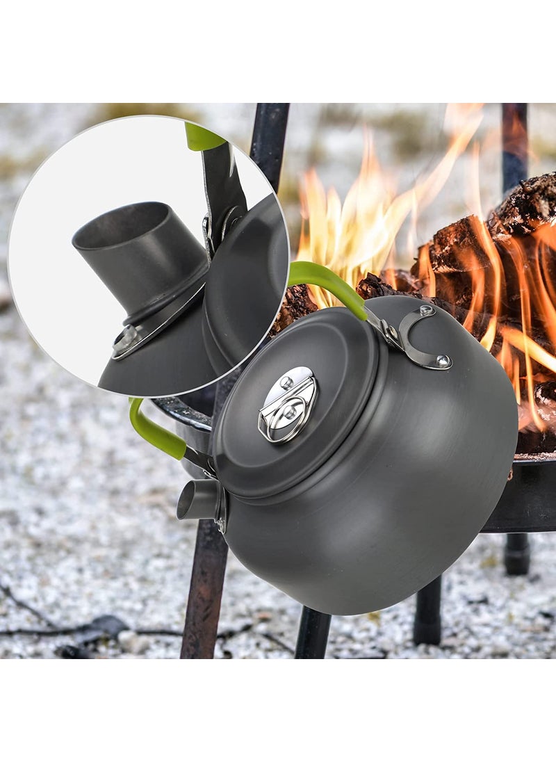 Linist Camping Cookware Set 12pcs NonStick Folding Nesting 12L Kettle Pots and Pans Sets for Campfire with Lid Backpacker Must Haves Outdoor Tent Campers Aluminum Cooking Gear 2 to 4 People