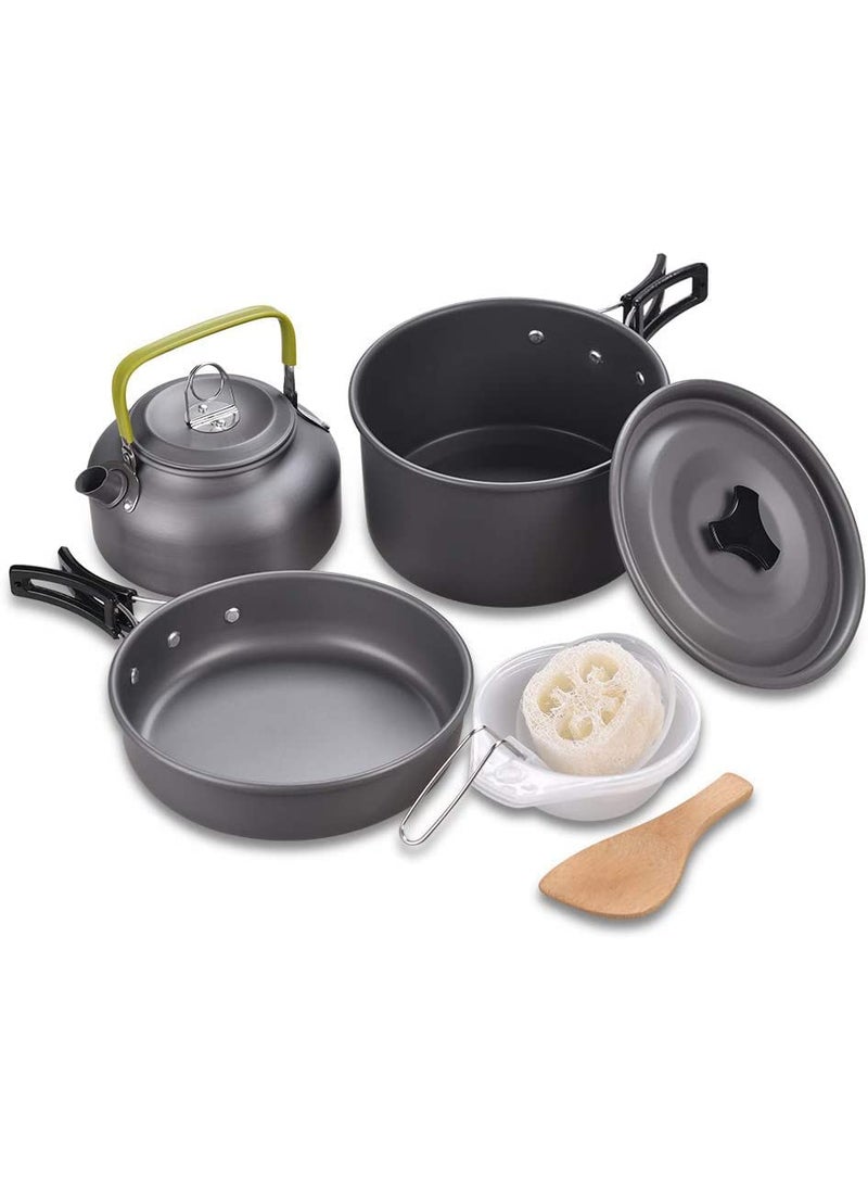 Linist Camping Cookware Set 12pcs NonStick Folding Nesting 12L Kettle Pots and Pans Sets for Campfire with Lid Backpacker Must Haves Outdoor Tent Campers Aluminum Cooking Gear 2 to 4 People