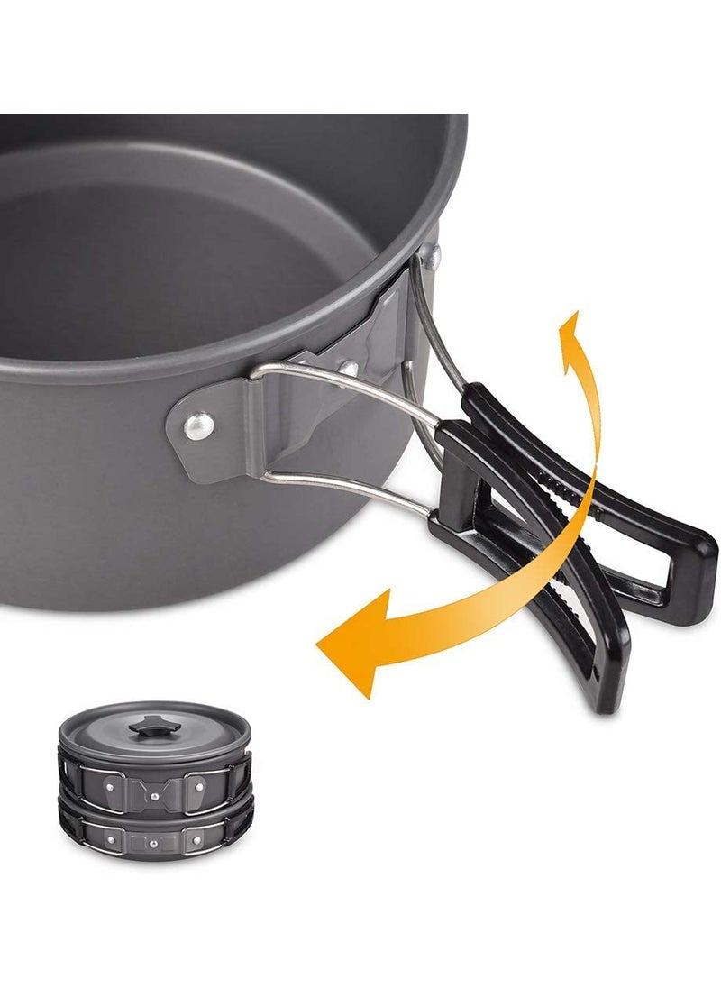 TrekEaze Camping Cookware Set Lightweight Hiking Cooking Set with Mesh Bag Nonstick Aluminum Cooking KitOutdoor Pot Pan Kettle Set
