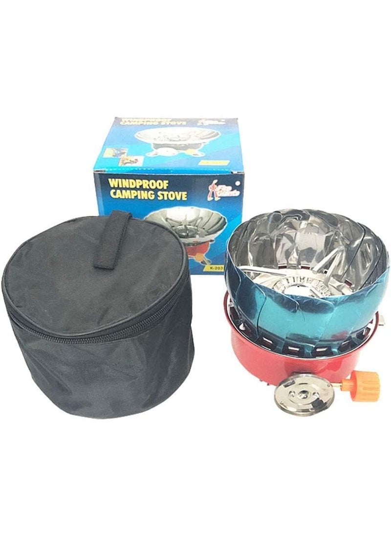 Ship Sai Traders Windproof Gas Stove Portable Outdoor Camping Mini Cooking Lotus Shape Burner Camping With 2 Pc Butane Can Picnic Folding Stove With Storage Bag Alloy Steel