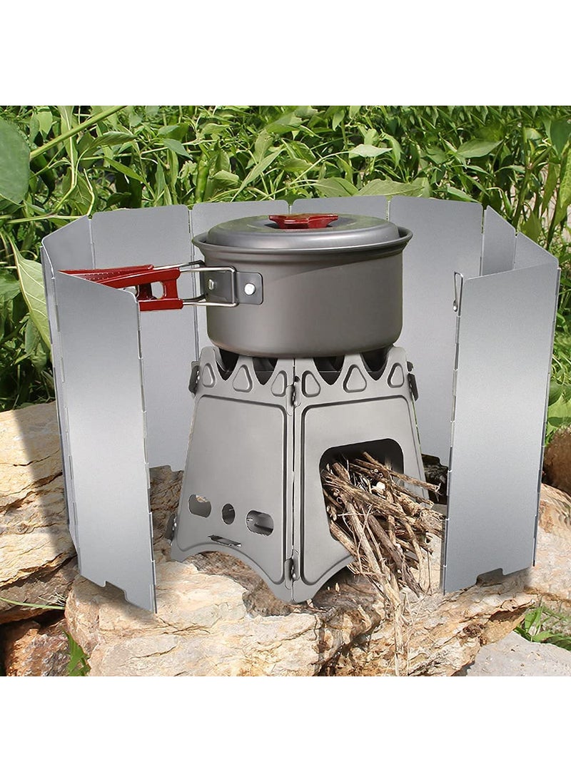 CLUEMART Foldable Camping Stove Windscreen Aluminum Camping Stove Near stop wind shield Camping wind shield for gas stoveLight weight for Backpack Camping10 Plates
