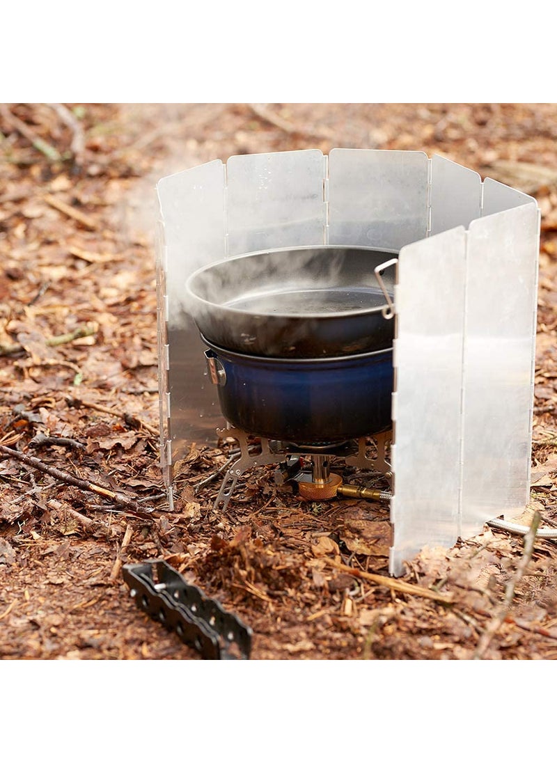 CLUEMART Foldable Camping Stove Windscreen Aluminum Camping Stove Near stop wind shield Camping wind shield for gas stoveLight weight for Backpack Camping10 Plates