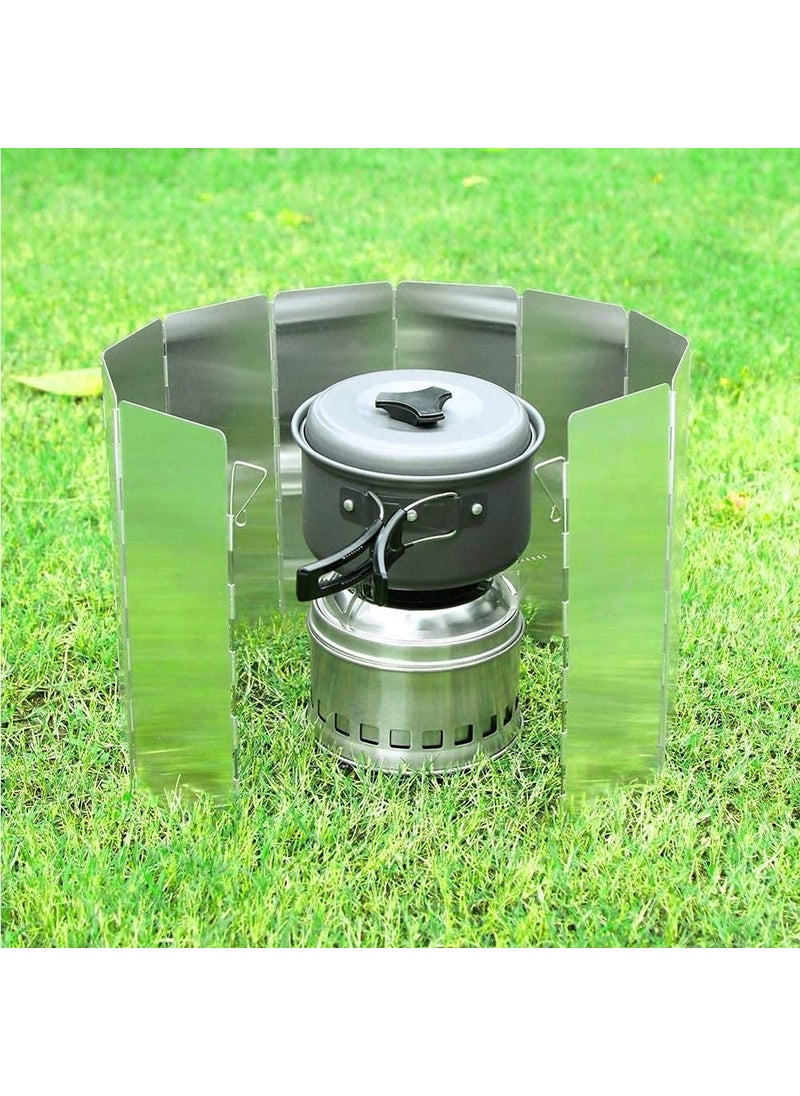 CLUEMART Foldable Camping Stove Windscreen Aluminum Camping Stove Near stop wind shield Camping wind shield for gas stoveLight weight for Backpack Camping10 Plates