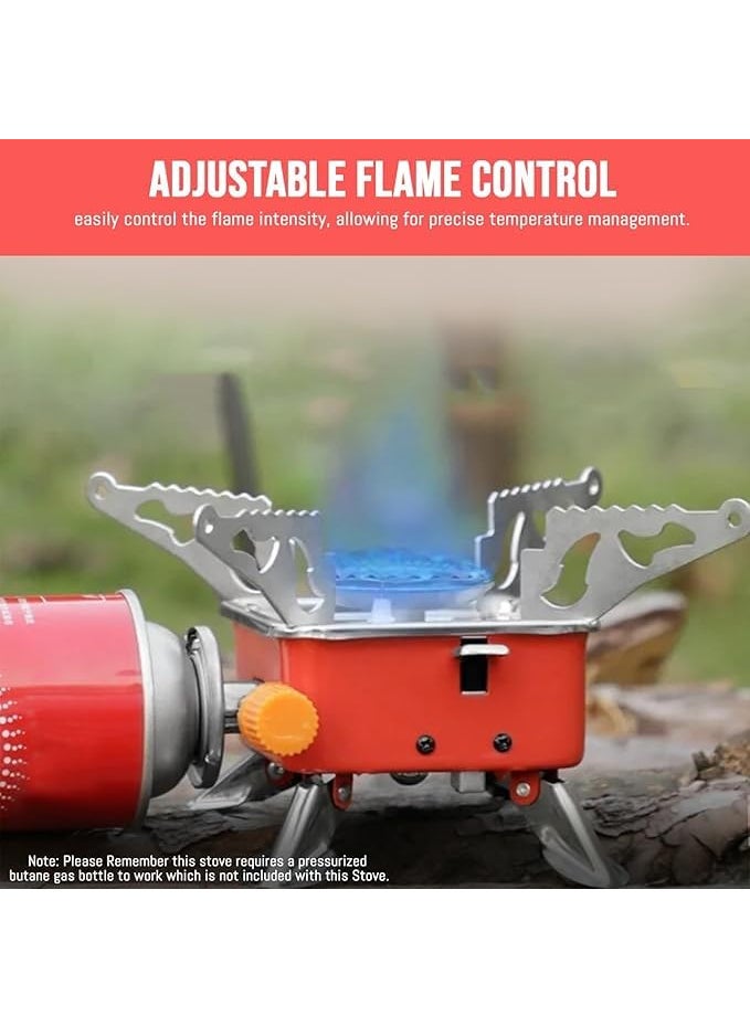 ALAMPAR Portable Gas Stove Mini Portable SquareShaped 2800W Gas Butane Burner Camping Stove travelling Stainless Steel For Outdoor Camping Hiking Travelling To Cooking The Food