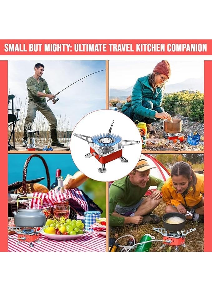 ALAMPAR Portable Gas Stove Mini Portable SquareShaped 2800W Gas Butane Burner Camping Stove travelling Stainless Steel For Outdoor Camping Hiking Travelling To Cooking The Food