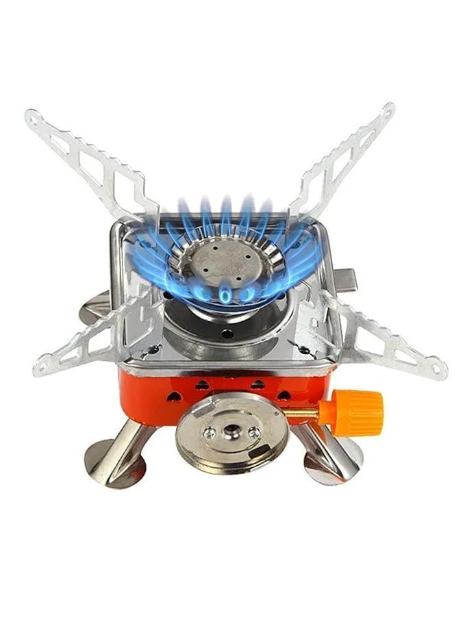 ALAMPAR Portable Gas Stove Mini Portable SquareShaped 2800W Gas Butane Burner Camping Stove travelling Stainless Steel For Outdoor Camping Hiking Travelling To Cooking The Food