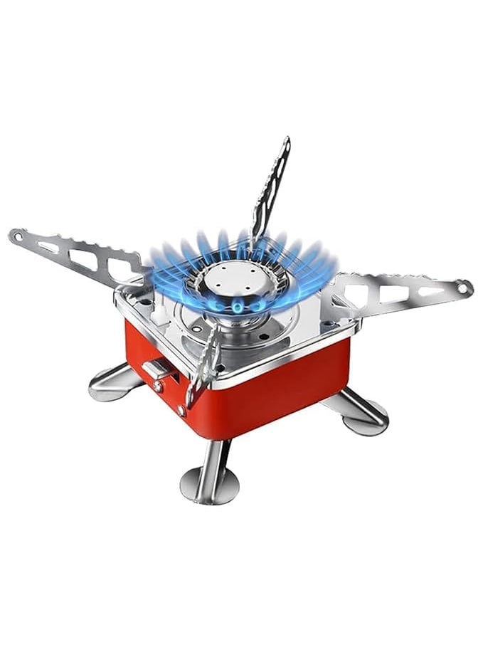 ALAMPAR Portable Gas Stove Mini Portable SquareShaped 2800W Gas Butane Burner Camping Stove travelling Stainless Steel For Outdoor Camping Hiking Travelling To Cooking The Food