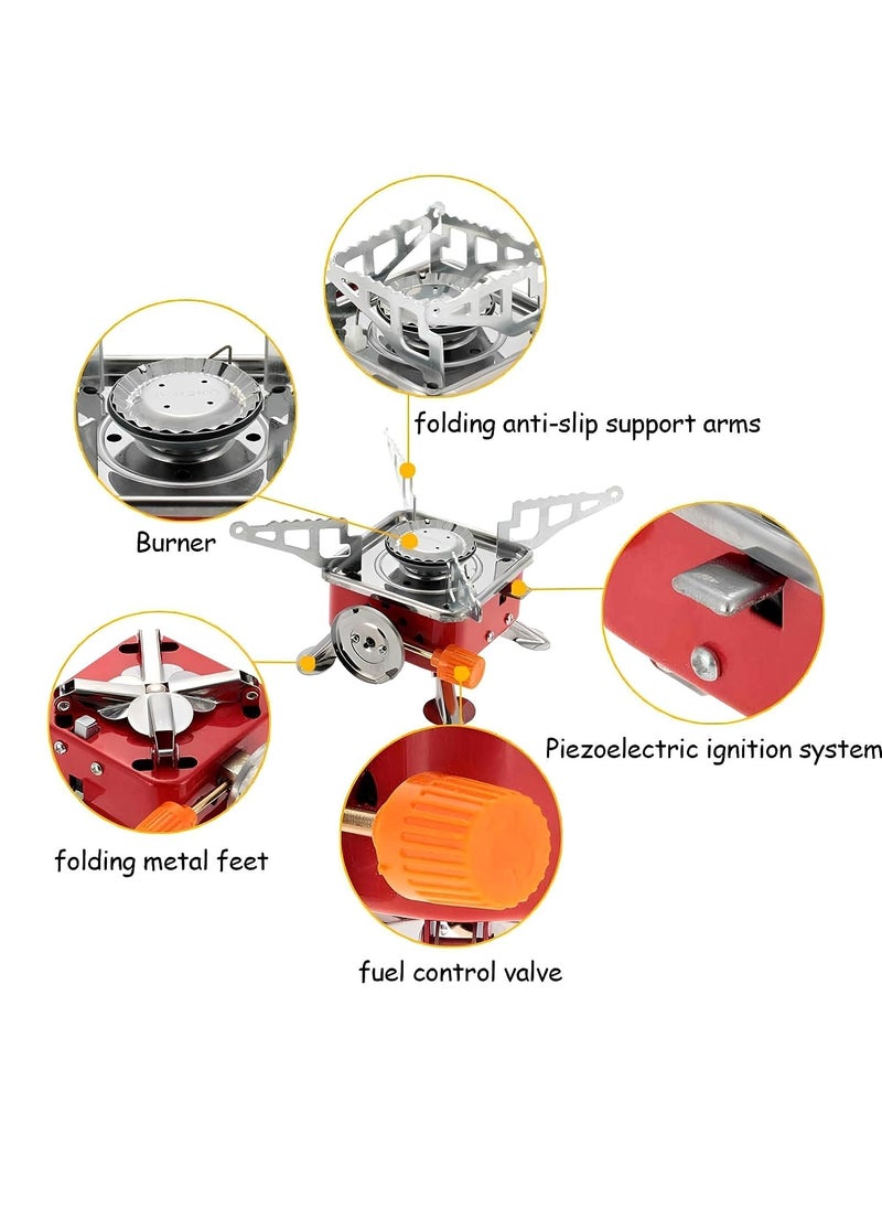 Camping Stainless Steel Gas Stove Ultra Light Folding Furnace Outdoor Metal Camping Gas Stove Picnic Cooking Gas Burners Folding Stove With Storage Bag Multi