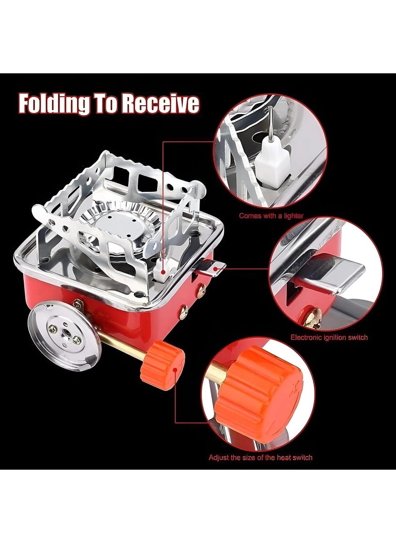 Camping Stainless Steel Gas Stove Ultra Light Folding Furnace Outdoor Metal Camping Gas Stove Picnic Cooking Gas Burners Folding Stove With Storage Bag Multi