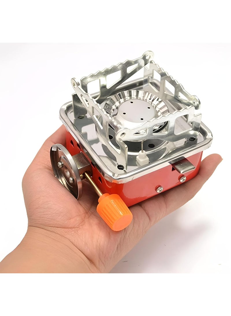 Camping Stainless Steel Gas Stove Ultra Light Folding Furnace Outdoor Metal Camping Gas Stove Picnic Cooking Gas Burners Folding Stove With Storage Bag Multi