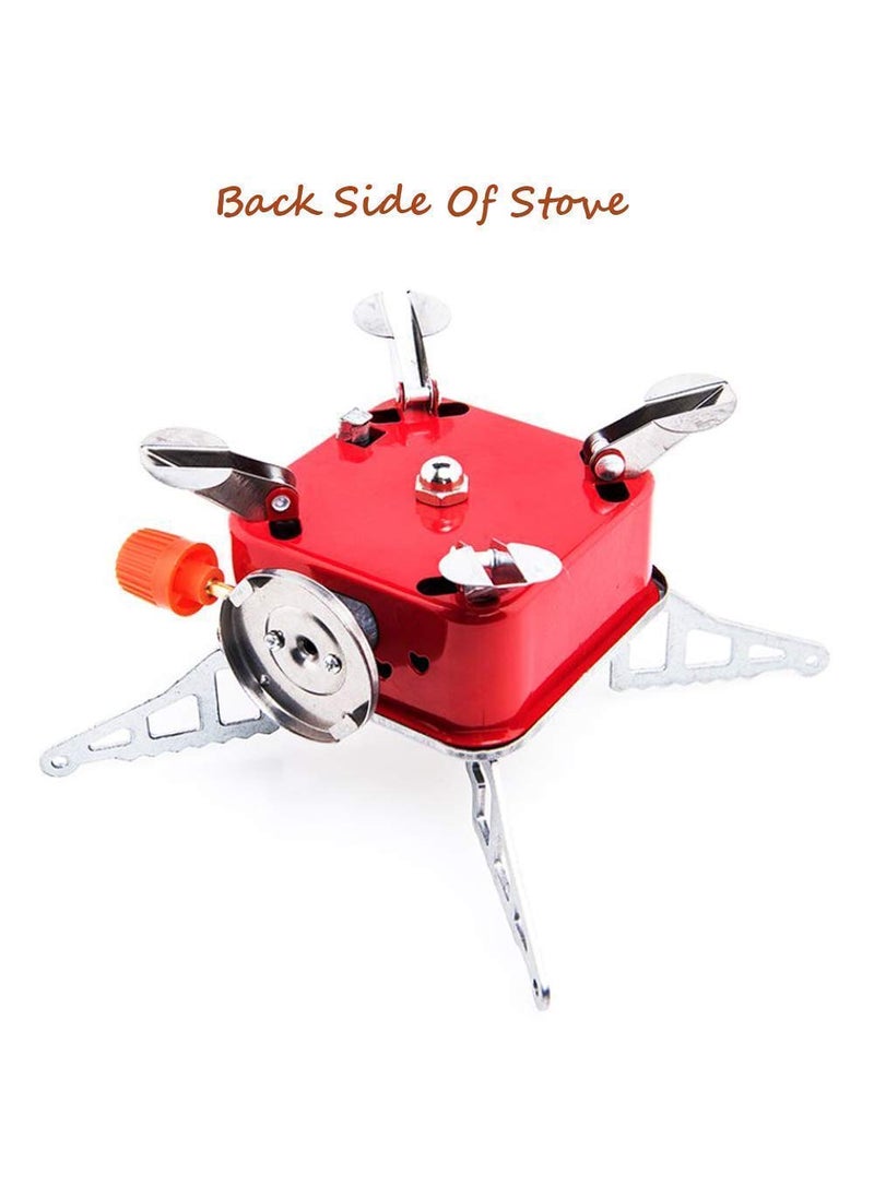 Saleplex Gas Stove Windproof Energy Saving Camping Stainless Steel Gas Stove Ultra Light Folding Furnace Outdoor Metal Camping Gas Stove Picnic Cooking Gas Burners Folding Stove With Storage Bag