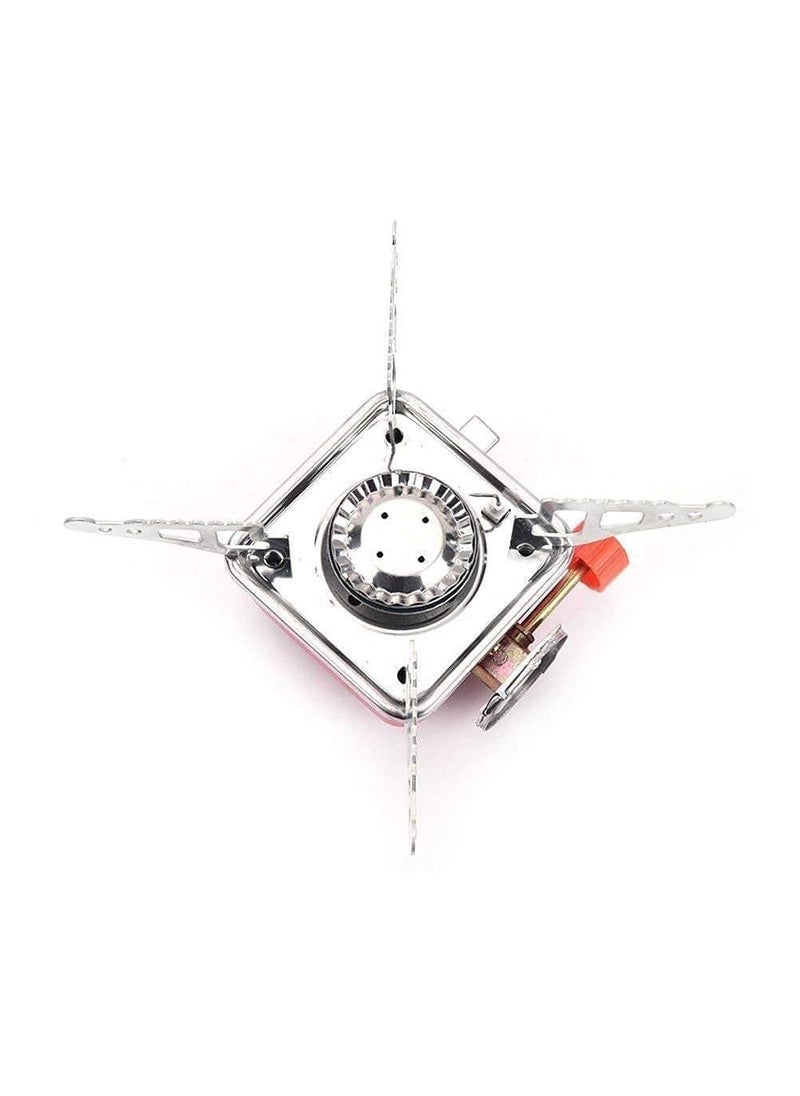 Saleplex Gas Stove Windproof Energy Saving Camping Stainless Steel Gas Stove Ultra Light Folding Furnace Outdoor Metal Camping Gas Stove Picnic Cooking Gas Burners Folding Stove With Storage Bag