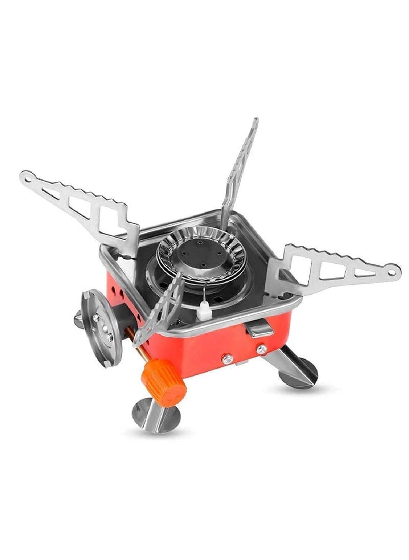 Saleplex Gas Stove Windproof Energy Saving Camping Stainless Steel Gas Stove Ultra Light Folding Furnace Outdoor Metal Camping Gas Stove Picnic Cooking Gas Burners Folding Stove With Storage Bag