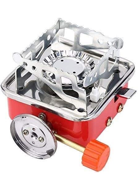 DPCR Portable Travelling Mini Camping Gas Stove Stainless Steel Foldable Gas Burner for Cooking during Outdoor Activities like Camping Hiking Travelling Tour Biking 2800W InBuilt Lighter