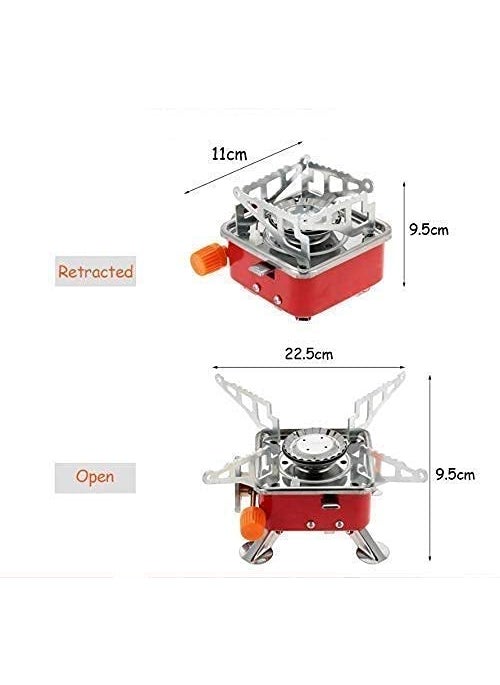 DPCR Portable Travelling Mini Camping Gas Stove Stainless Steel Foldable Gas Burner for Cooking during Outdoor Activities like Camping Hiking Travelling Tour Biking 2800W InBuilt Lighter