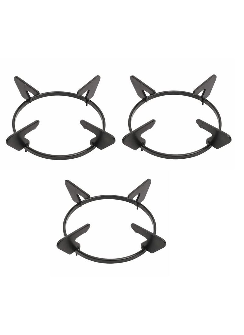 Itida Gas Stove Pan Support Round Shape Size 15x15x5cm Black Colour MaterialIron Pack of 3 Units