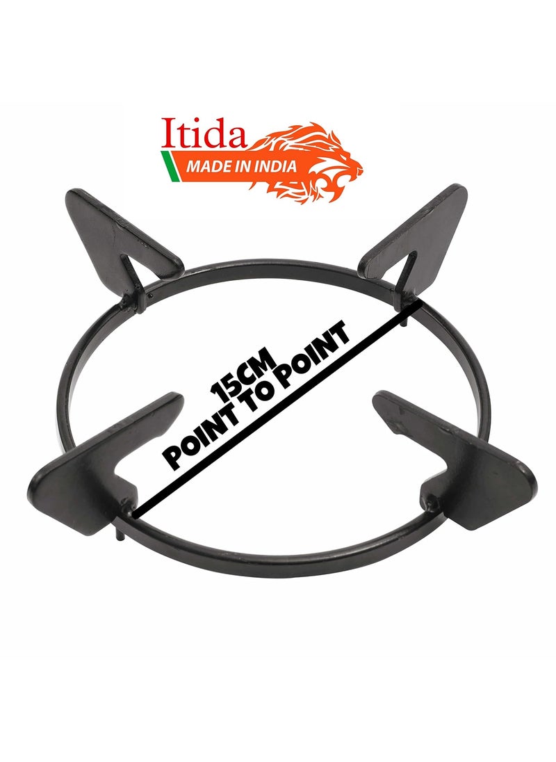 Itida Gas Stove Pan Support Round Shape Size 15x15x5cm Black Colour MaterialIron Pack of 3 Units
