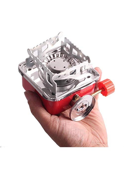 Supreme Mall Label Mini Camping Stove Portable Mini Outdoor Folding Metal Camping Gas Stove Picnic Cookware Cooking Tool for Camping Outdoor Hiking