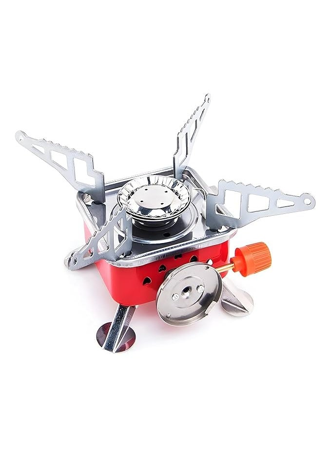 VIDORA Portable Gas Stove And Picnic Butane Gas Burner For Outdoor Camping Hiking Travelling To Cooking The Food Stainless Steel Cylinder Folding Furnace Camping Equipment Gastove With Pouch