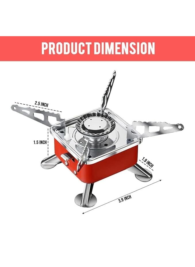 VIDORA Portable Gas Stove And Picnic Butane Gas Burner For Outdoor Camping Hiking Travelling To Cooking The Food Stainless Steel Cylinder Folding Furnace Camping Equipment Gastove With Pouch