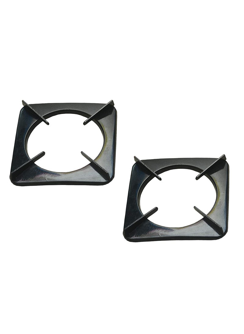Yours Kitchen Store Presents Dhakshina Cast Iron Manual LPG Gas Stove Pan Support Set of 2 Black