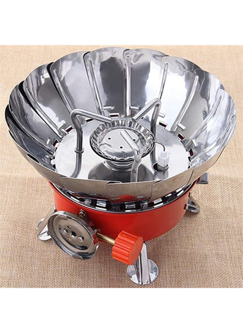 Navaliya Portable Ultralight Camping Stove Portable Mini Outdoor Folding Metal Camping Gas Stove Windproof Furnace Burner Backpacking Hiking Electronic Ignition 2800W Round