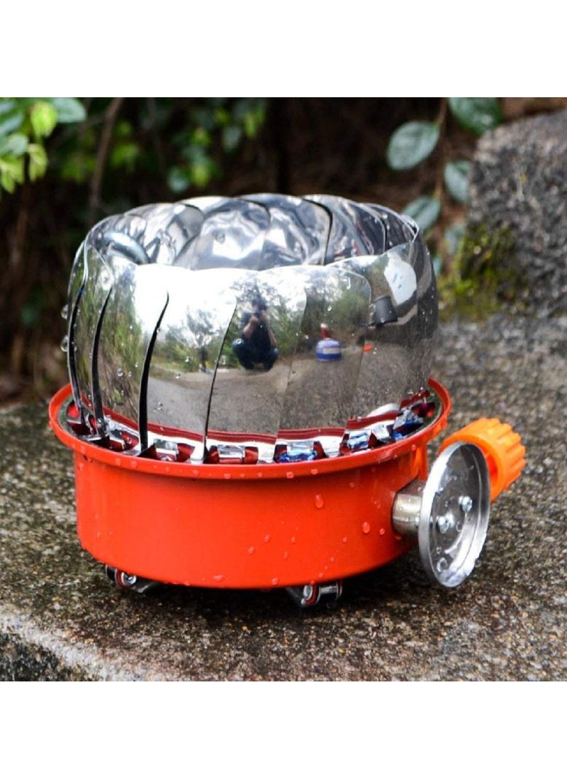 Navaliya Portable Ultralight Camping Stove Portable Mini Outdoor Folding Metal Camping Gas Stove Windproof Furnace Burner Backpacking Hiking Electronic Ignition 2800W Round