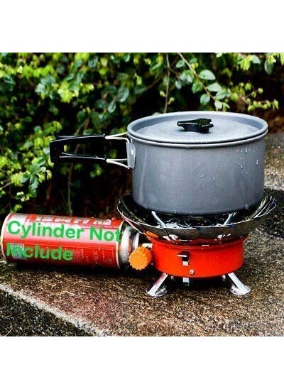 Navaliya Portable Ultralight Camping Stove Portable Mini Outdoor Folding Metal Camping Gas Stove Windproof Furnace Burner Backpacking Hiking Electronic Ignition 2800W Round