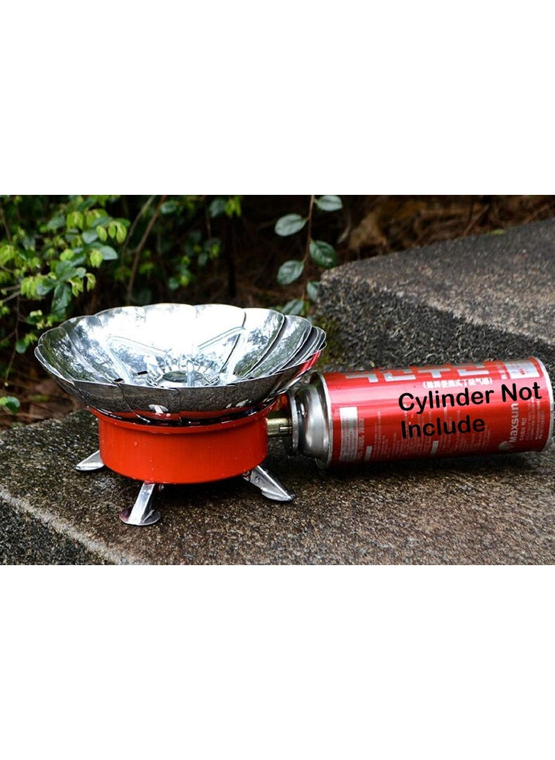 Navaliya Portable Ultralight Camping Stove Portable Mini Outdoor Folding Metal Camping Gas Stove Windproof Furnace Burner Backpacking Hiking Electronic Ignition 2800W Round