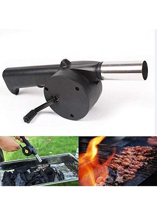 saleshop365 OUTDOOR COOKING PORTABLE HAND CRANK POWERED BARBECUE BBQ FAN AIR BLOWER FAN FOR CHARCOAL GRILL BBQ CAMPFIRE FIREPLACE
