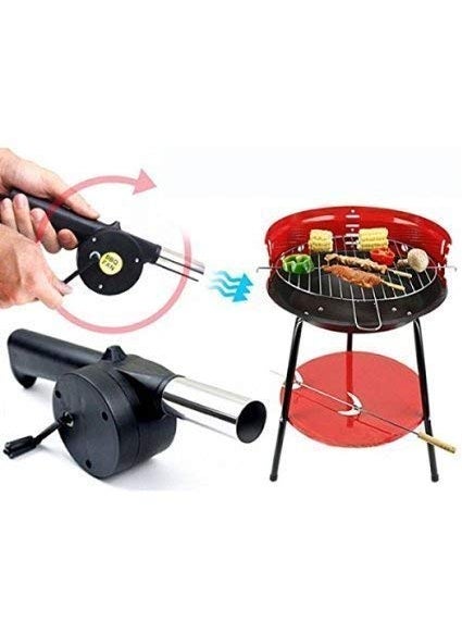 saleshop365 OUTDOOR COOKING PORTABLE HAND CRANK POWERED BARBECUE BBQ FAN AIR BLOWER FAN FOR CHARCOAL GRILL BBQ CAMPFIRE FIREPLACE