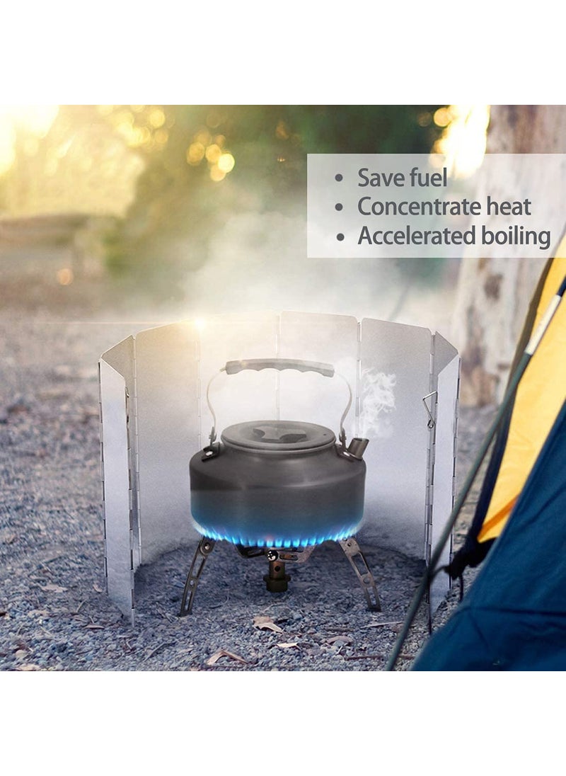 NEAR STOP 10 Plates Stove Windshield Folding Aluminum Camping Burner Windshield Lightweight Com Folding Camp Stove Windscreen with Drawstring Bag for Camping Stoves and Butane Stoves
