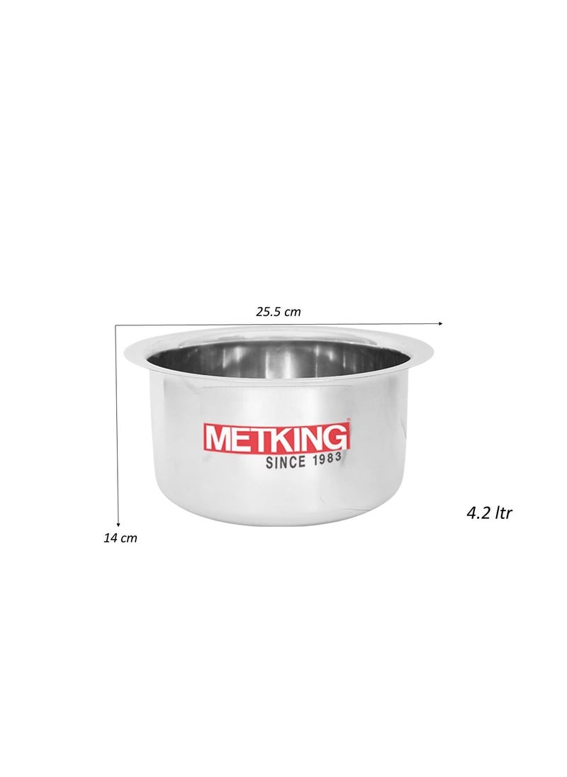 METKING Stainless Steel Tope Milk Boiling Tope Patila Cooking Pot Bagona for Cooking Gas Stove Compatible 42 LTR
