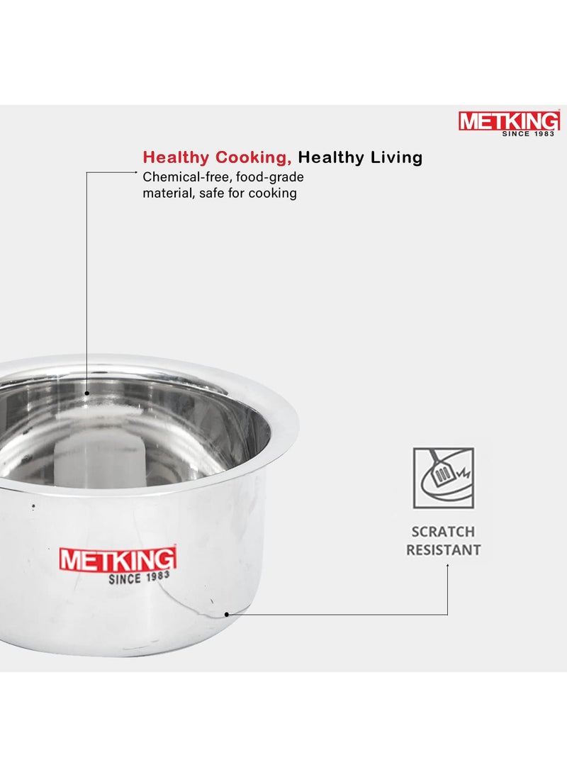 METKING Stainless Steel Tope Milk Boiling Tope Patila Cooking Pot Bagona for Cooking Gas Stove Compatible 42 LTR