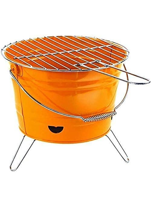 LOMESH Portable Bucket Shape Round Camping BBQ Grill Stand Barbecue Stove for Outdoor Cooking and Tailgating Multi Color