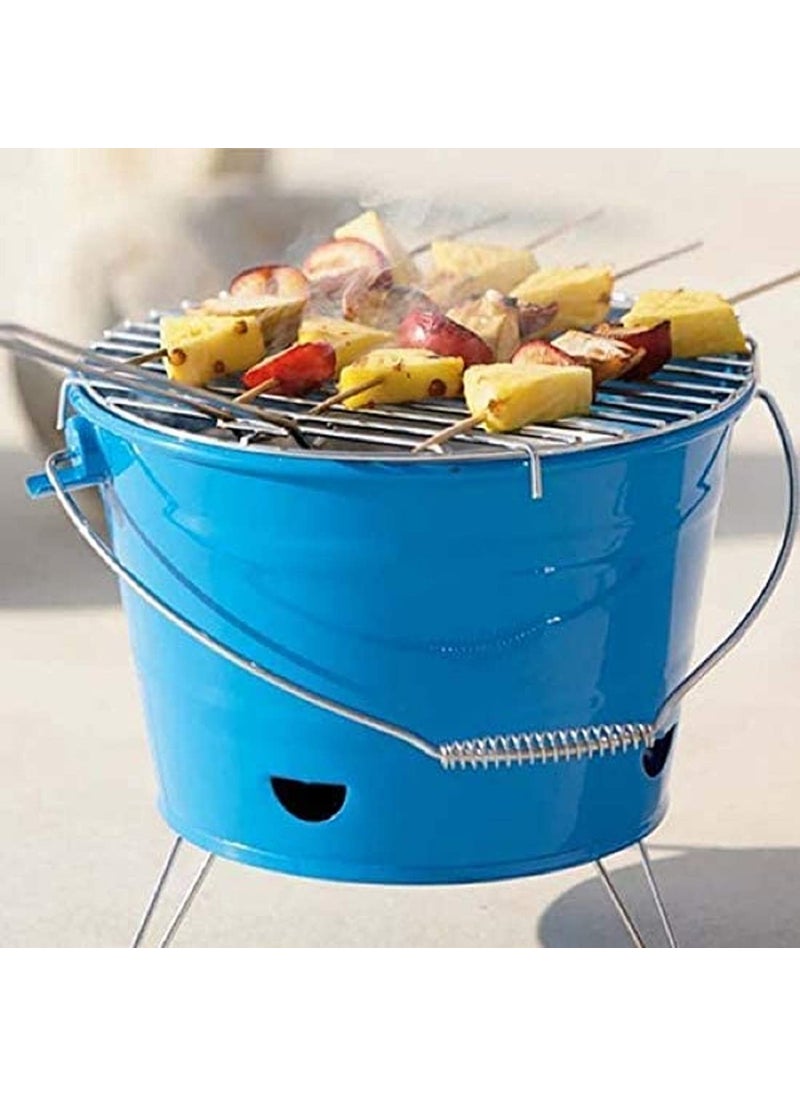 LOMESH Portable Bucket Shape Round Camping BBQ Grill Stand Barbecue Stove for Outdoor Cooking and Tailgating Multi Color