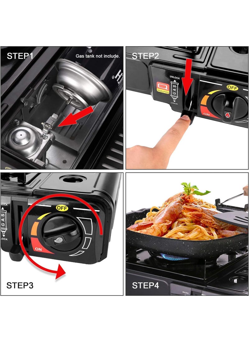Camping Accessories Portable Gas Grill Functional upgrade dual fuel Outdoor Windproof Butane Camp Stove Can use gas tanks and liquefied gas tanks