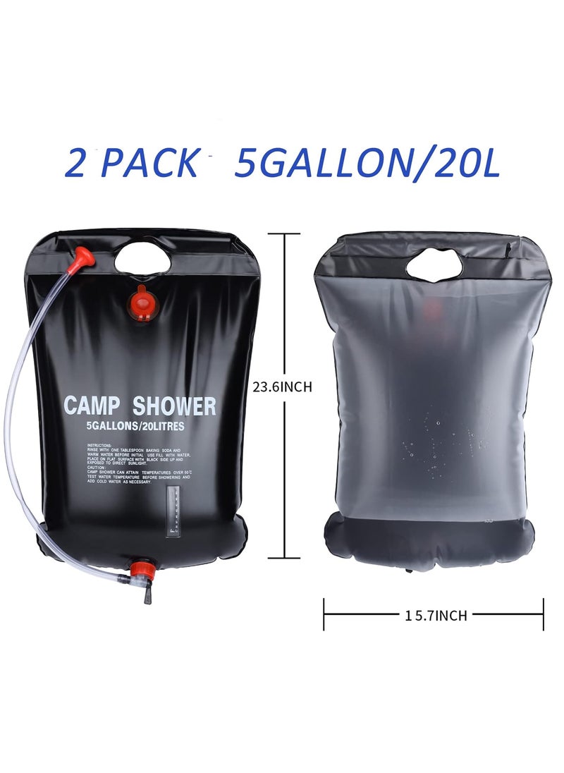 LMXCOL Camping Shower Portable Shower Bag Black 20L 2PCS