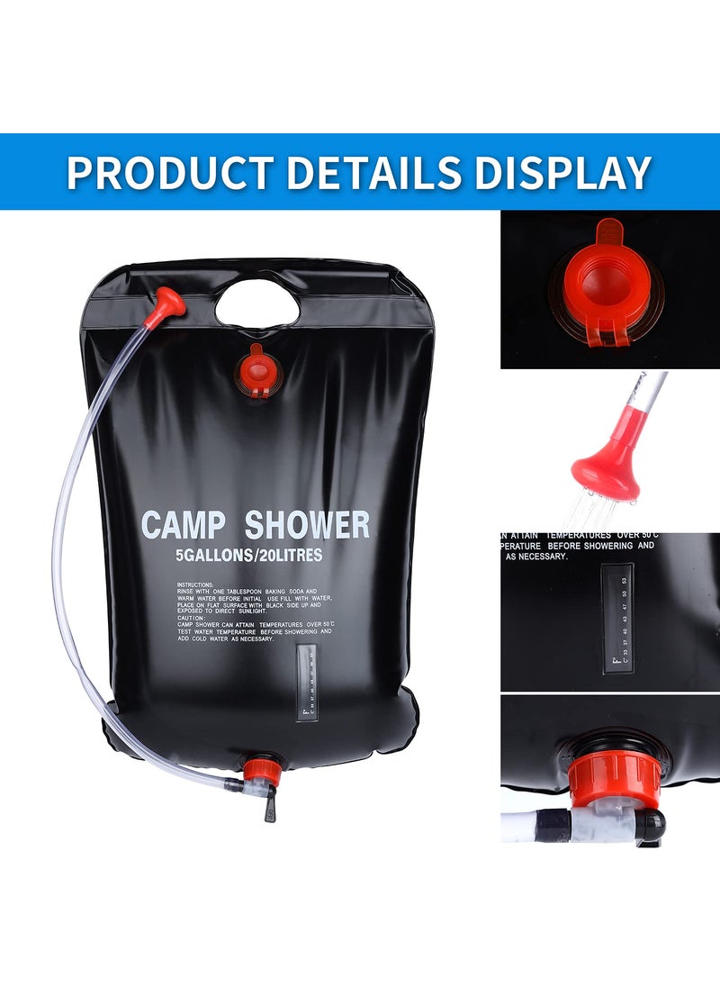 LMXCOL Camping Shower Portable Shower Bag Black 20L 2PCS