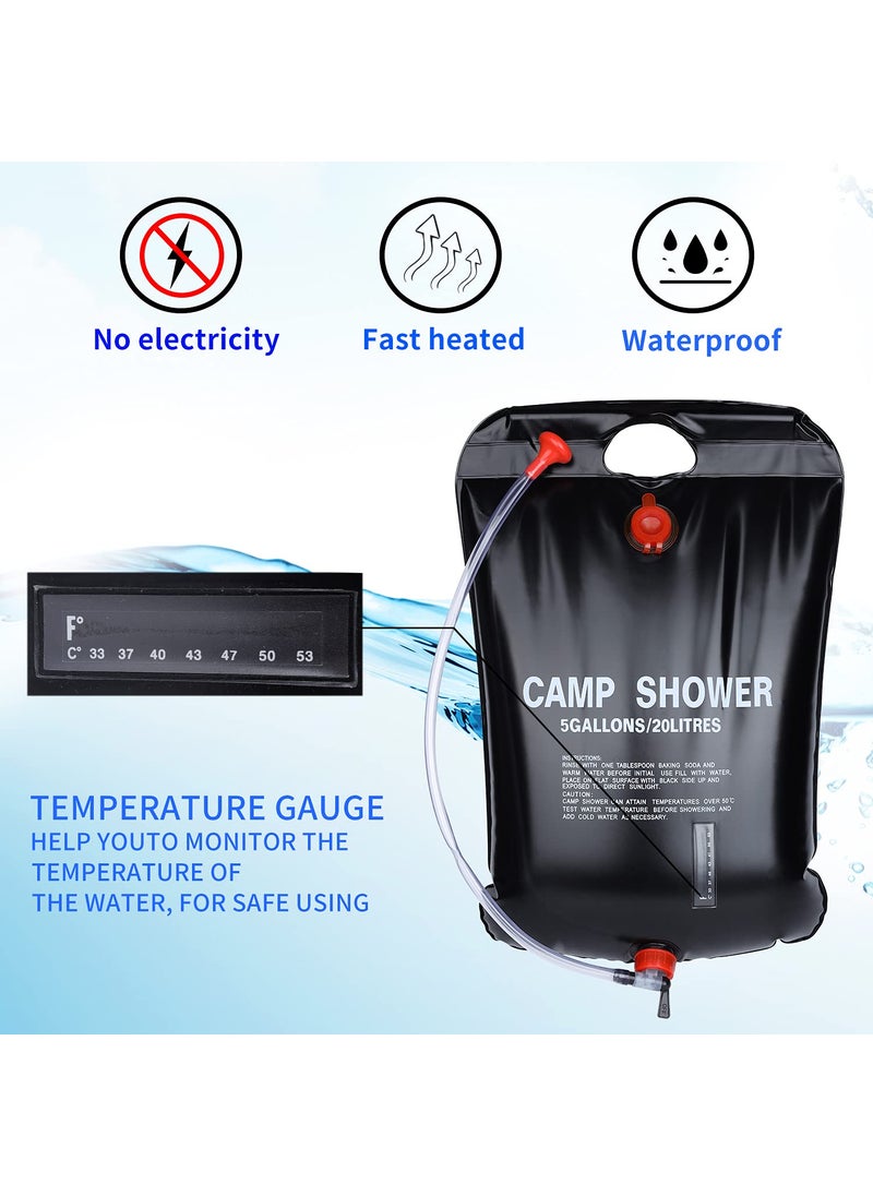 LMXCOL Camping Shower Portable Shower Bag Black 20L 2PCS