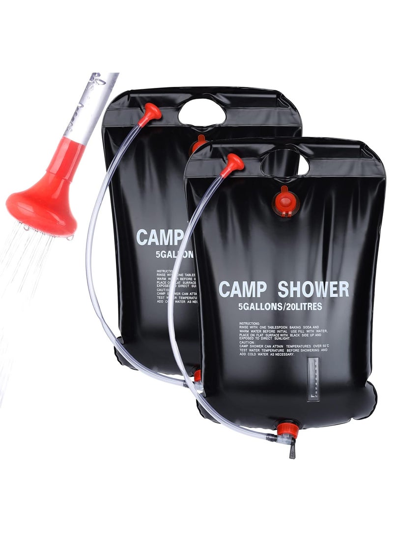 LMXCOL Camping Shower Portable Shower Bag Black 20L 2PCS
