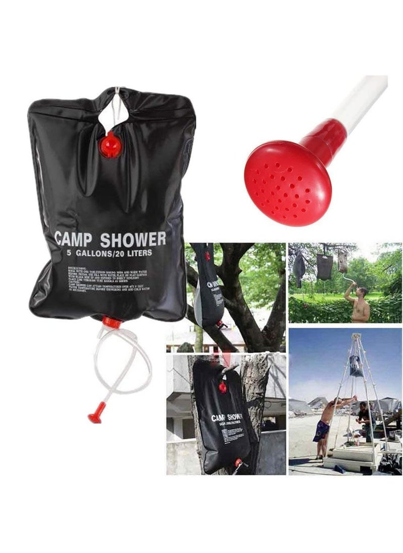 LOMESH Camping Shower Bag 5 gallons 20L Portable Shower Bag for Outdoor Traveling Hiking Summer Shower