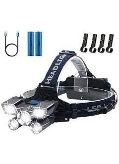 JRS TRADERS USB Rechargeable Headlamp Flashlight Waterproof 9 Modes Work Light for Outdoor Trekking CampingHunting