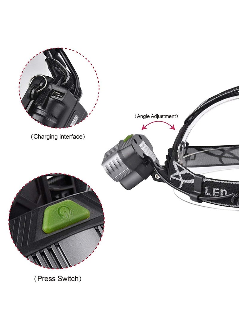 SEAHAVEN Flashlight Headlamp USB Rechargeable Headlamp6 Modes 5 LED Ultra Bright IPX4 Waterproof90 Degrees rotated Work Light for Outdoors Household HikingCampingEmergency