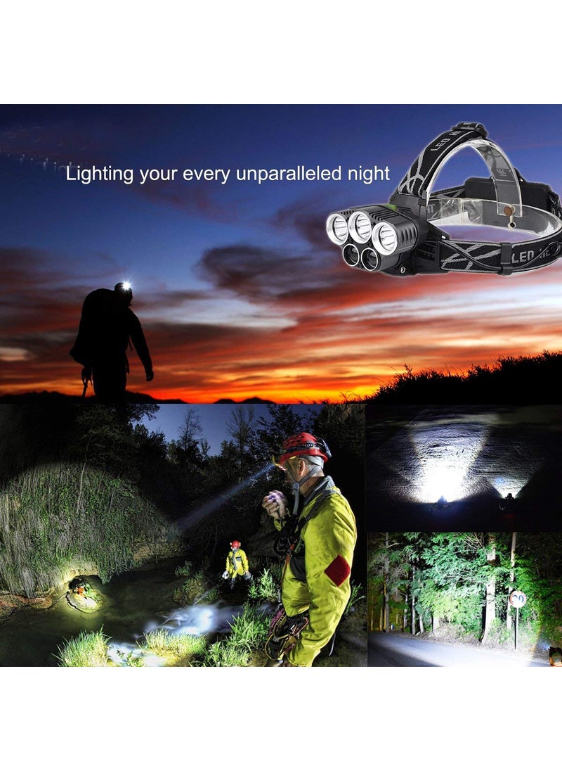 SEAHAVEN Flashlight Headlamp USB Rechargeable Headlamp6 Modes 5 LED Ultra Bright IPX4 Waterproof90 Degrees rotated Work Light for Outdoors Household HikingCampingEmergency